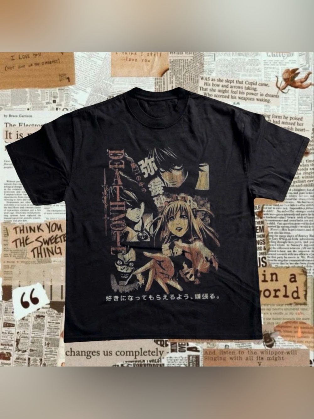 Vintage Japanese Anime Graphic Tee Black Style Manga Unisex T Shirt